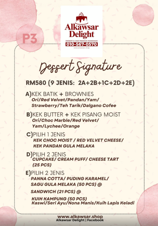 pakej delight signature – 9 jenis dessert