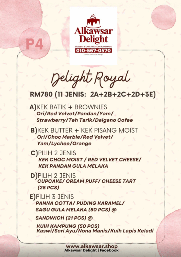 pakej delight royal – 11 jenis dessert